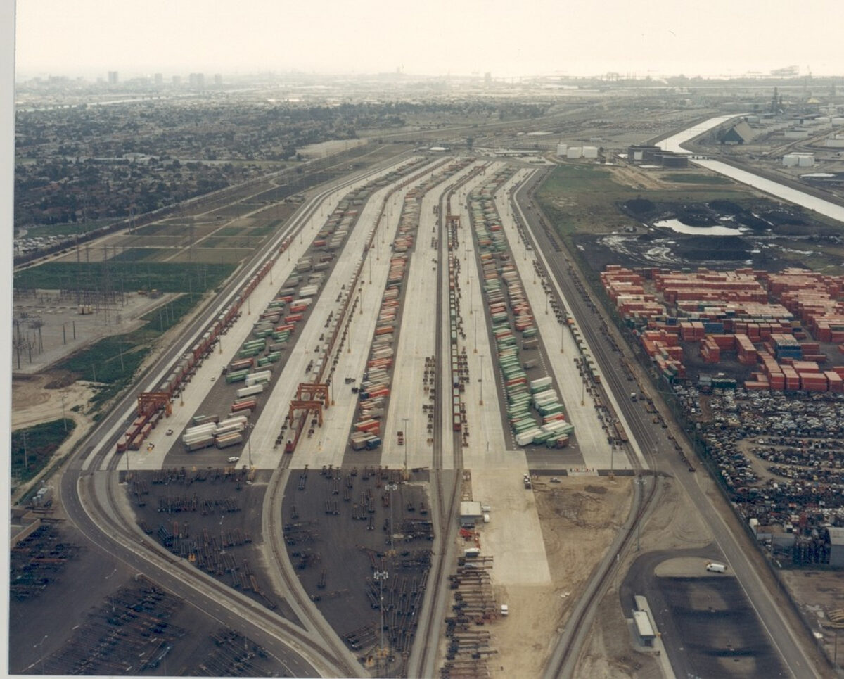 Tracks at the Intermodal Container Transfer Facility. 